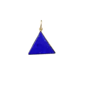 14k Gold Triangle Shape Natural Lapis Pendant