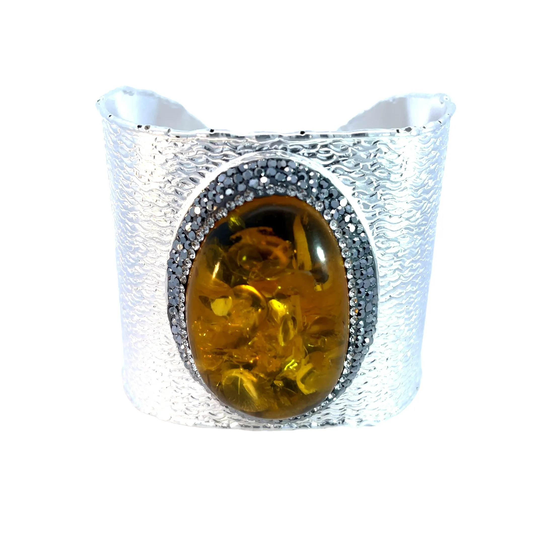 Gemstone Silver Adjustable Statement Cuff Bracelet