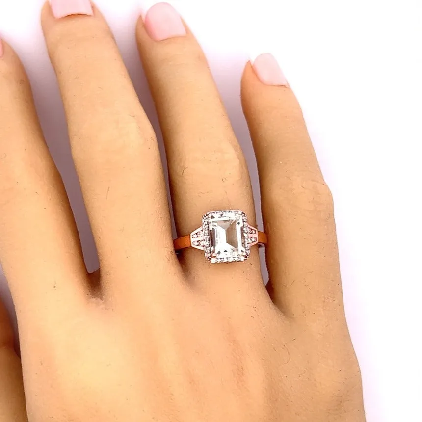 Mint Quartz & Diamond 9ct Yellow Gold Ring