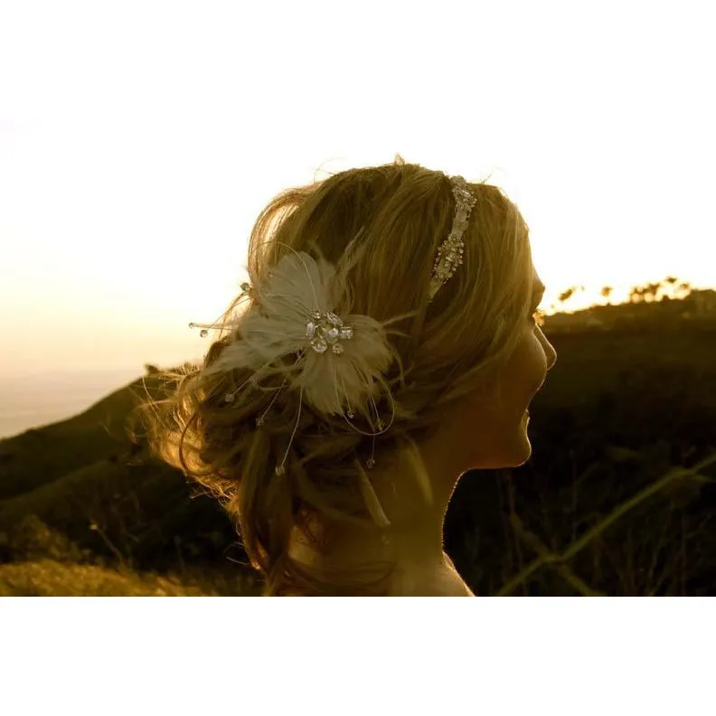 Modern Chic Feather and Crystal Comb