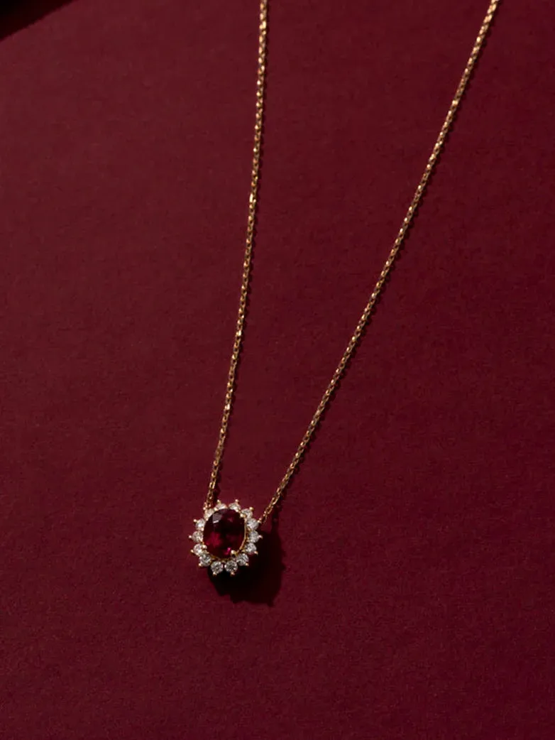 Scarlet Darkness Pomegranate Red Ruby Necklace
