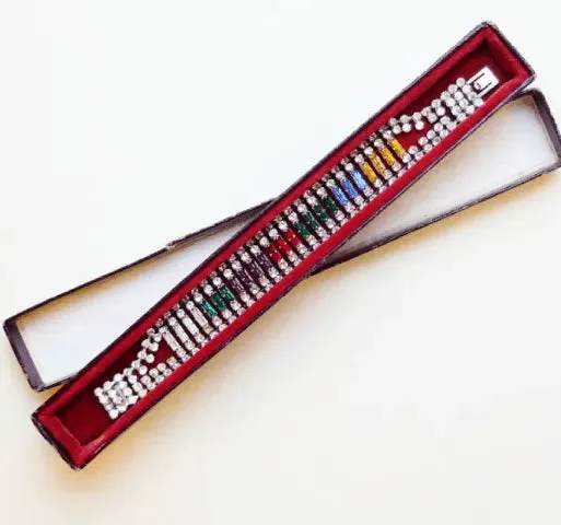 Vintage 1950s Multicoloured Diamante Bracelet