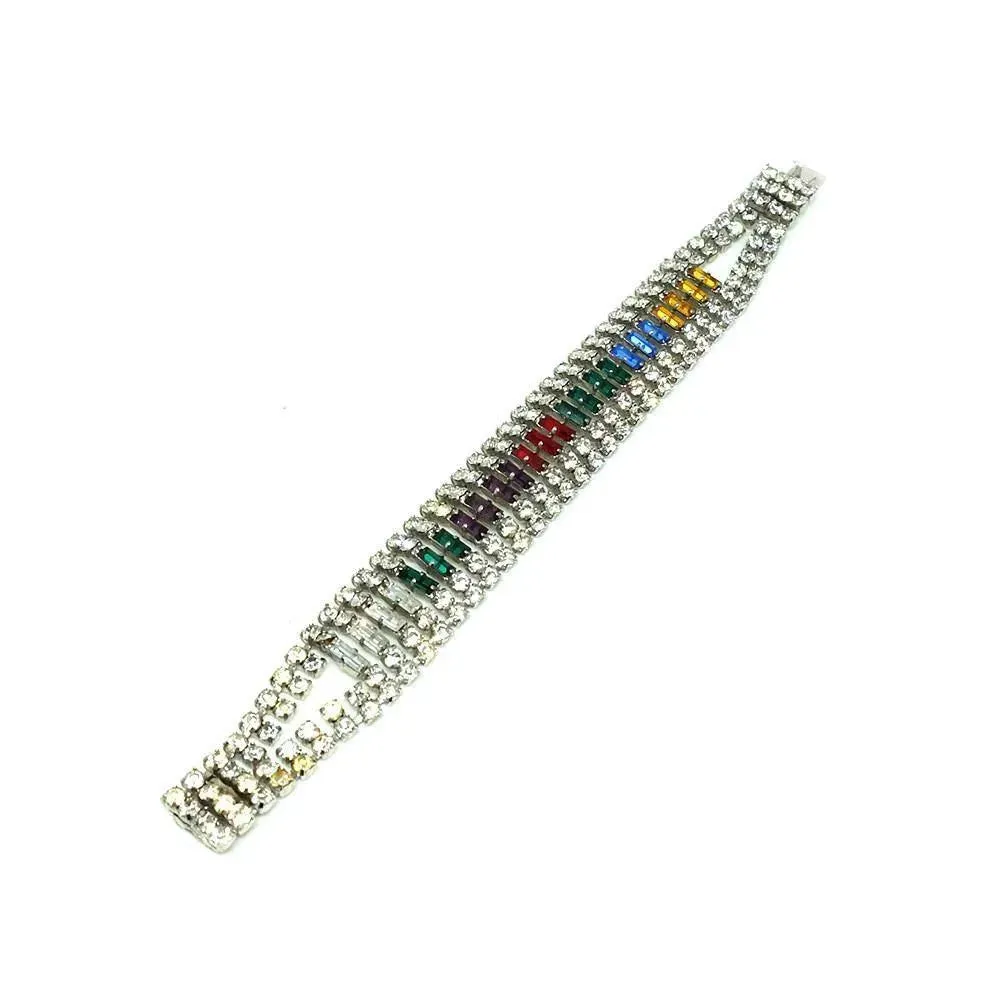 Vintage 1950s Multicoloured Diamante Bracelet